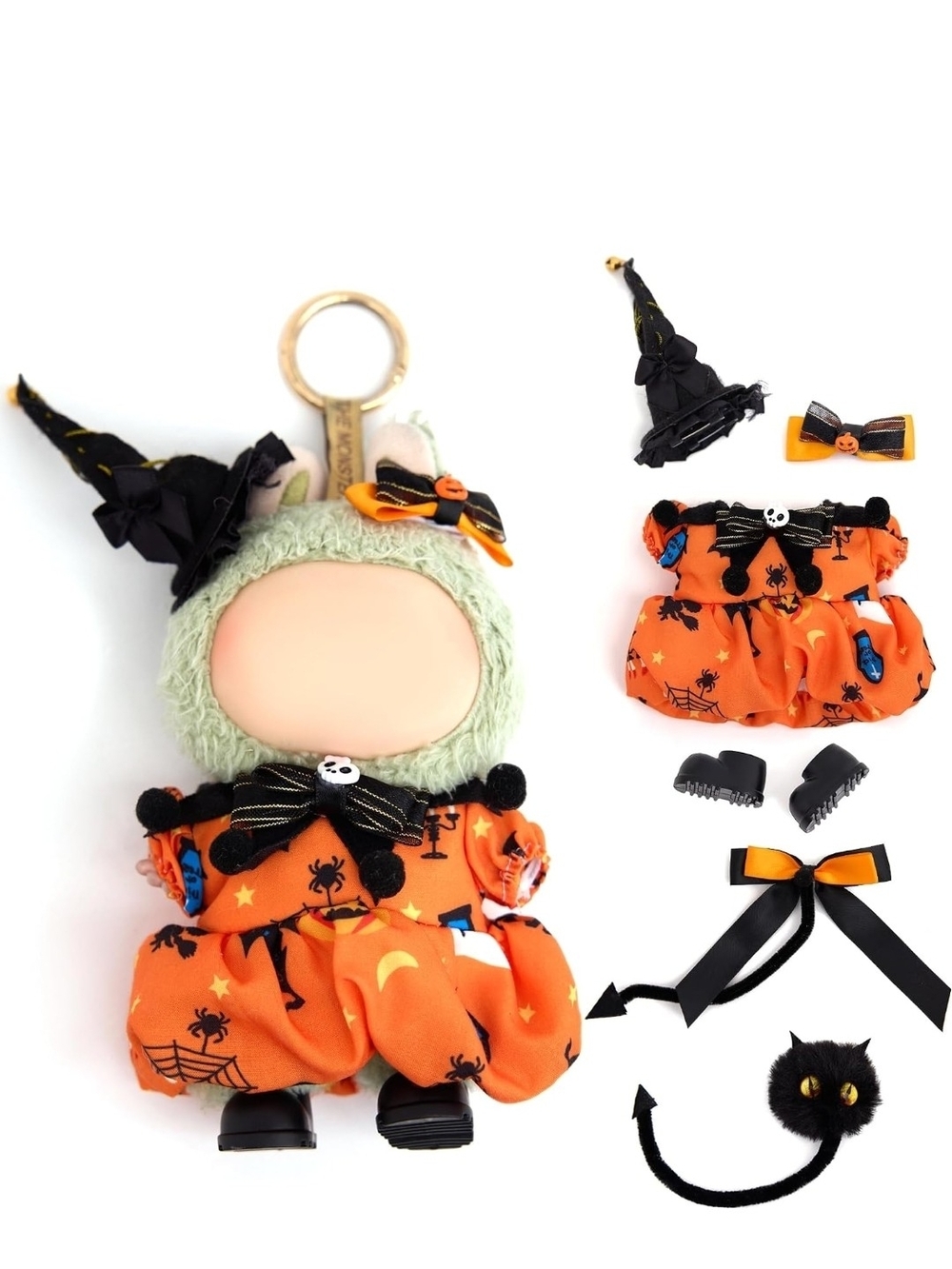 Labubu Witch Orange & Black Costume 6pcs-NWT!